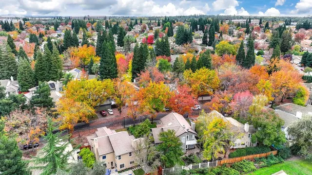 an aerial view of swimming pool
