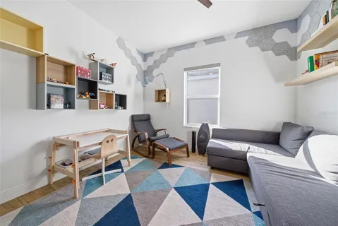 a room with toys and storage