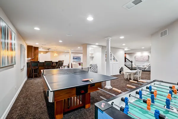 a aerial view of a house with garden