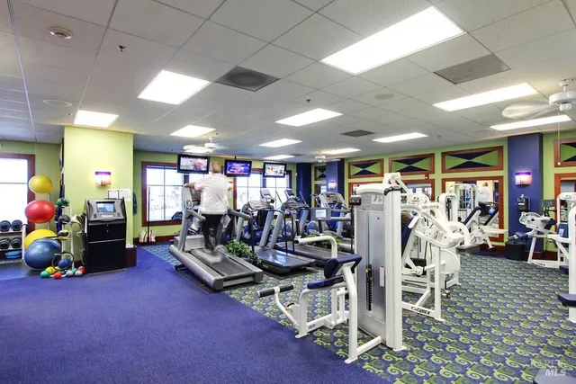 a view of a room with gym equipment