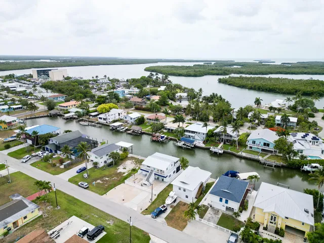 an aerial view of a house with a lake view