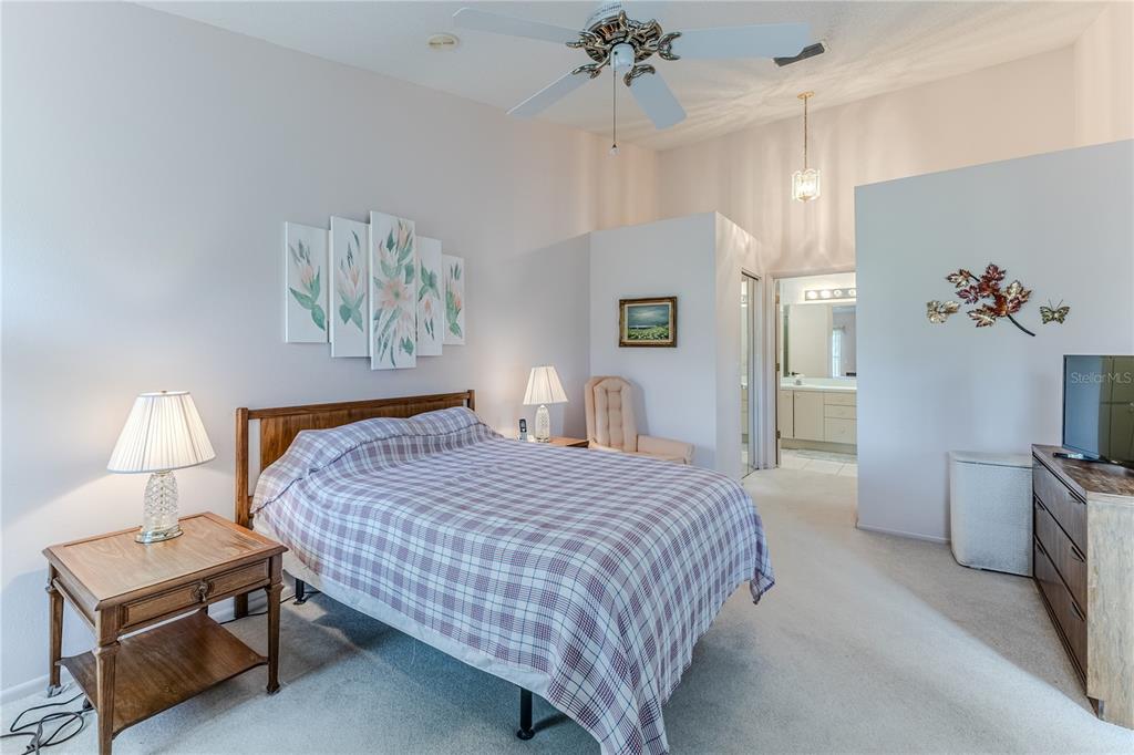 2420 Rolling View Drive Spring Hill, FL 34606 - Photo 36 of 62 a bedroom with a bed and a chandelier