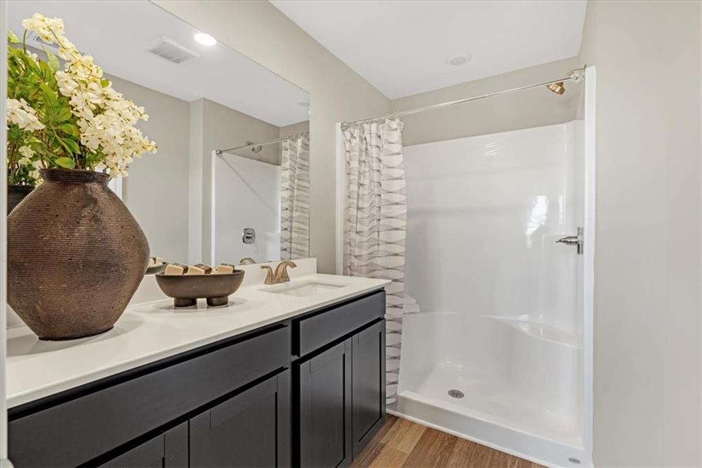 117 Lavender Circle Calhoun, GA 30701 - Photo 20 of 29 a bathroom with a sink a mirror and a shower