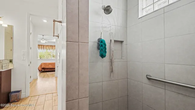 a bathroom with a shower