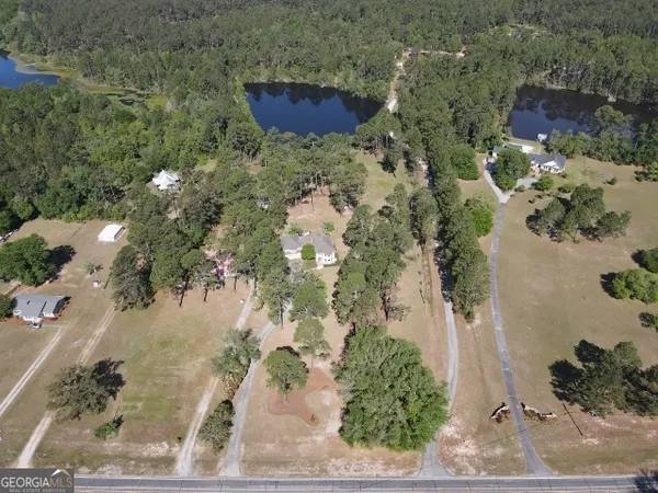 an aerial view of a house