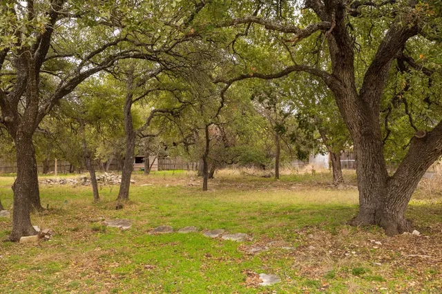 a backyard of a house with lots of green space