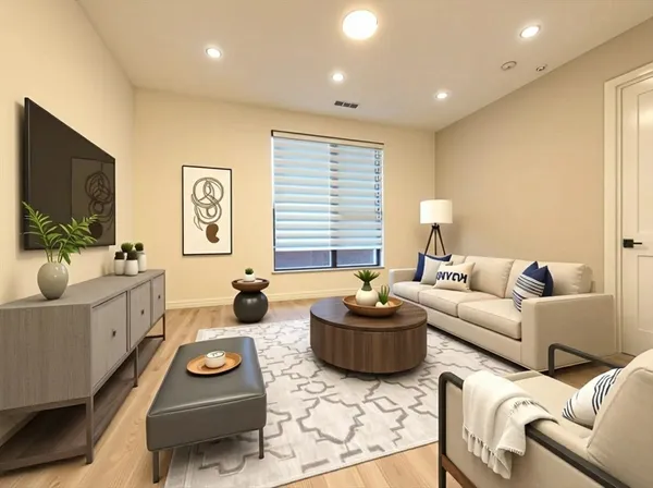 a living room with furniture and a flat screen tv