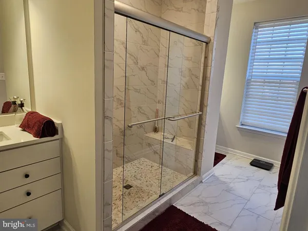 a bathroom with a bathtub