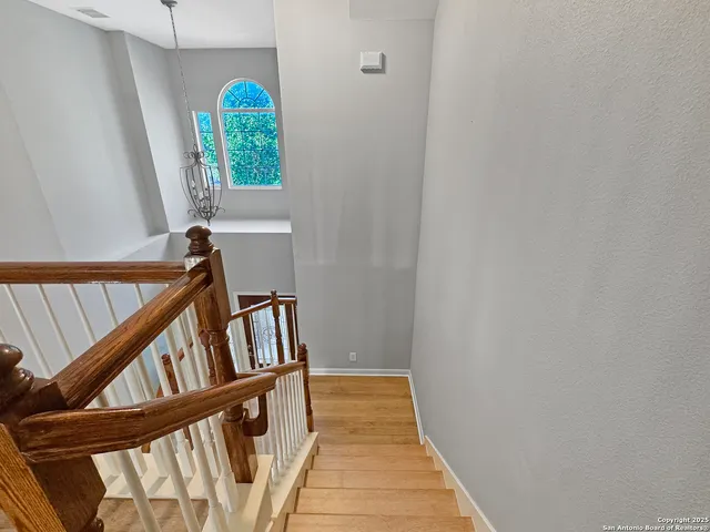 an empty room with a bathroom