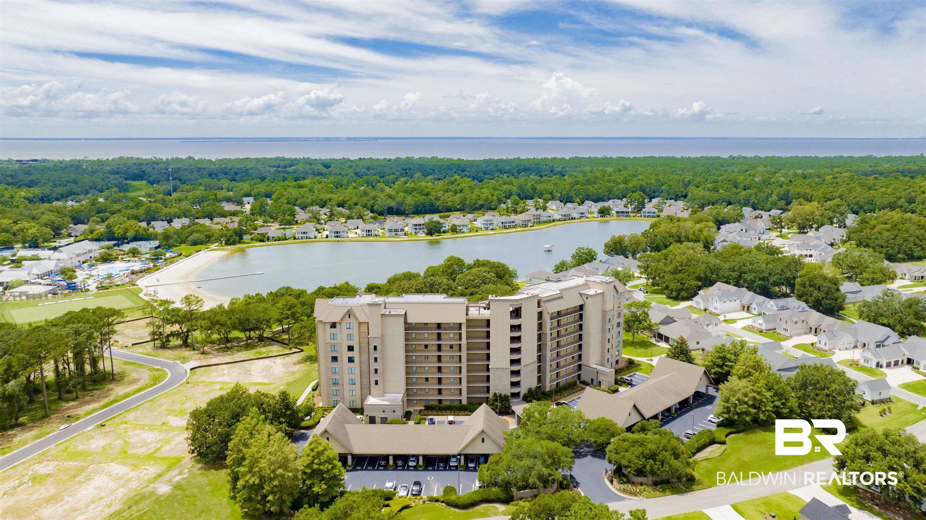 18269 Colony Drive, Unit 601 Fairhope, AL 36532 - Photo 47 of 47 Drone / aerial view with a water view