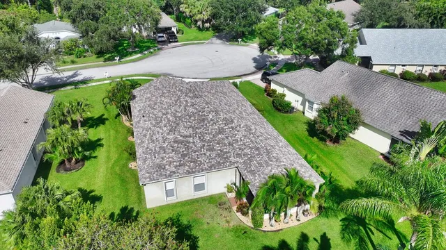 an aerial view of a house