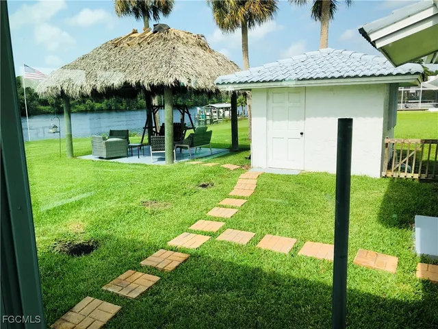 a view of a backyard with a garden