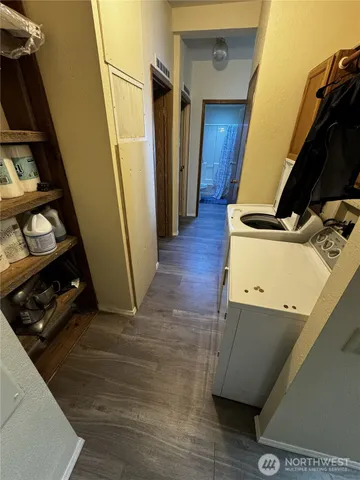 a view of a storage and utility room