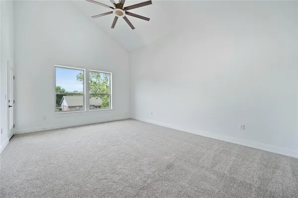 an empty room with windows
