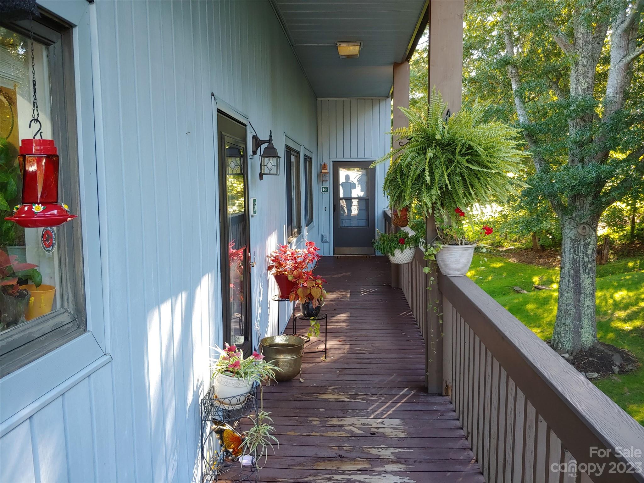 87 Willow Road, Unit D14 Waynesville, NC 28786 - Photo 6 of 47 a view of a porch with chairs and potted plants