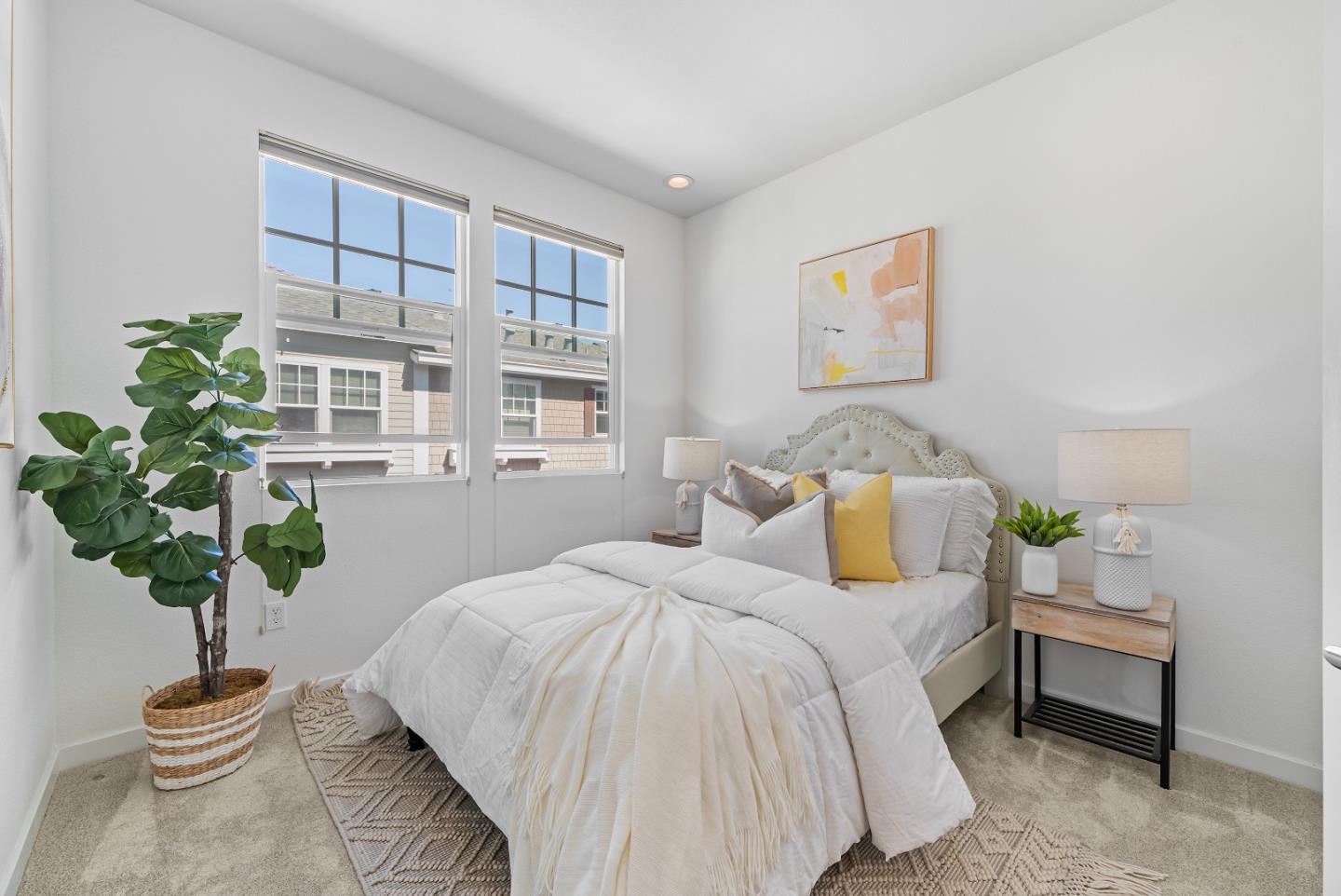 119 Orbit Way Mountain View, CA 94043 - Photo 24 of 46 a bedroom with a bed and a potted plant