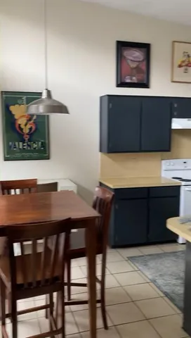 a room with a table and a chair