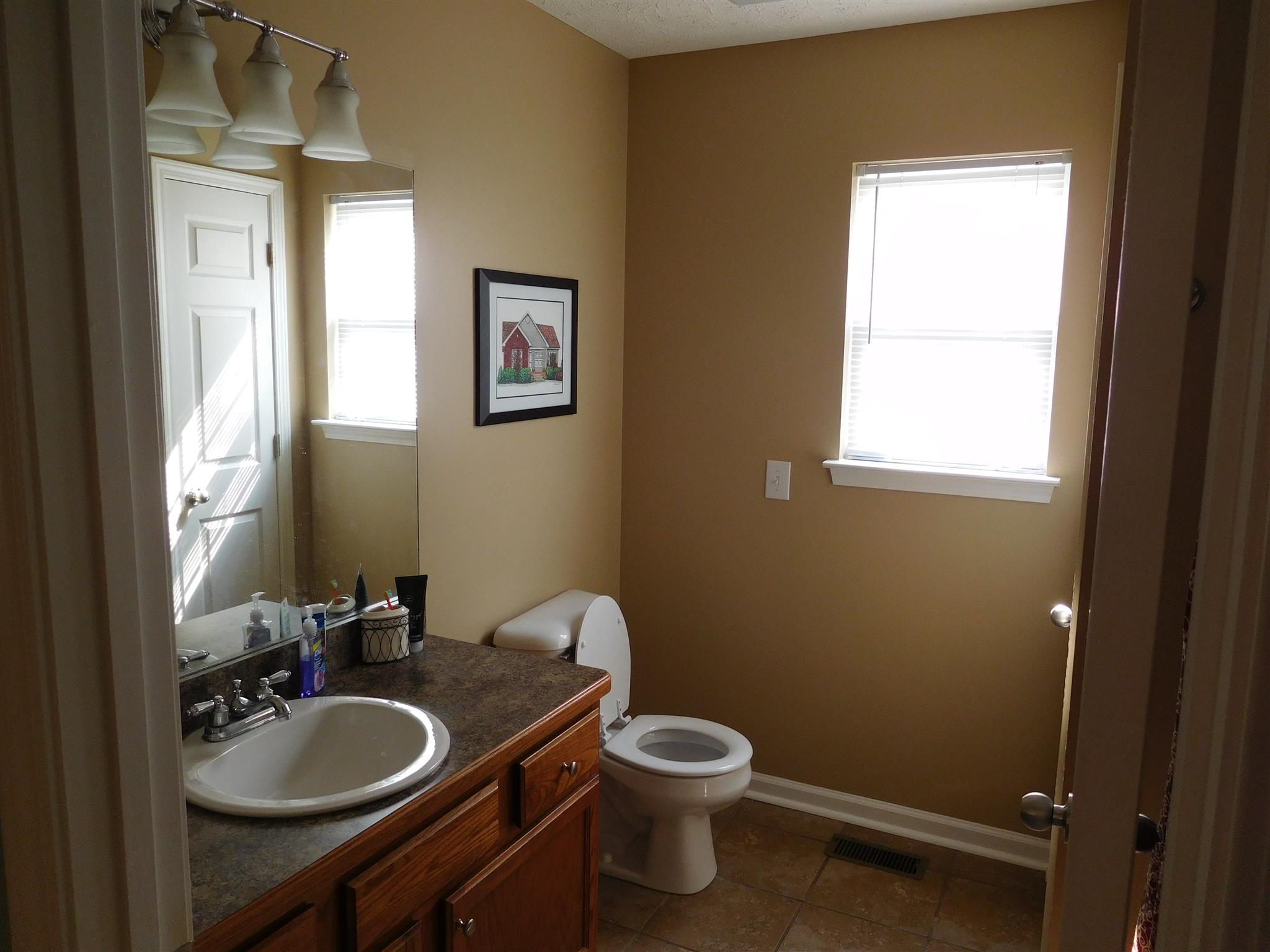 108 Filly Lane Springfield, TN 37172 - Photo 12 of 16 a bathroom with a granite countertop toilet a sink and a mirror