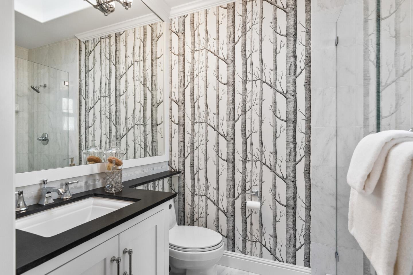 1350 Johnson Street Menlo Park, CA 94025 - Photo 16 of 30 a bathroom with a granite countertop sink and a mirror