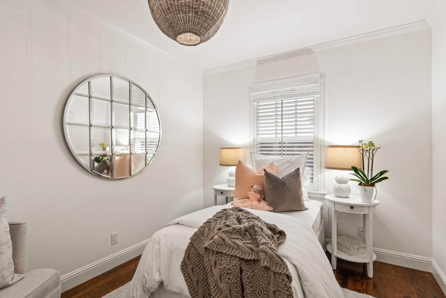 1350 Johnson Street Menlo Park, CA 94025 - Photo 18 of 30 a bedroom with a bed and a potted plant