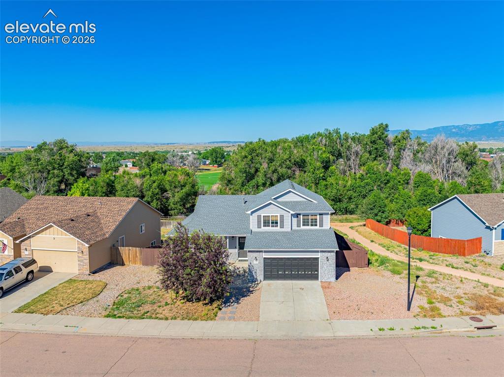 an aerial view of a house