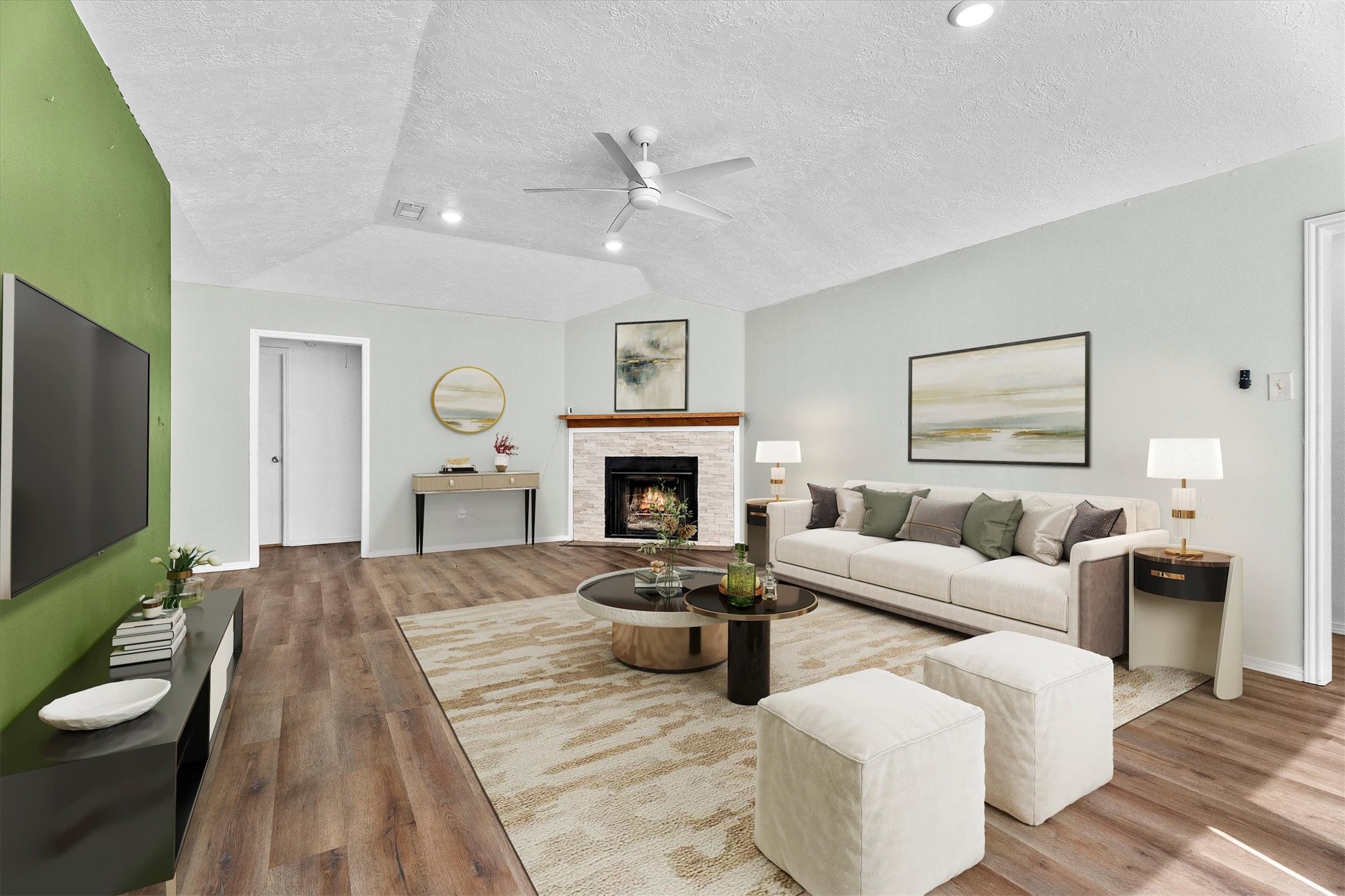6631 Ambler Drive Spring, TX 77379 - Photo 12 of 37 a living room with furniture and a fireplace