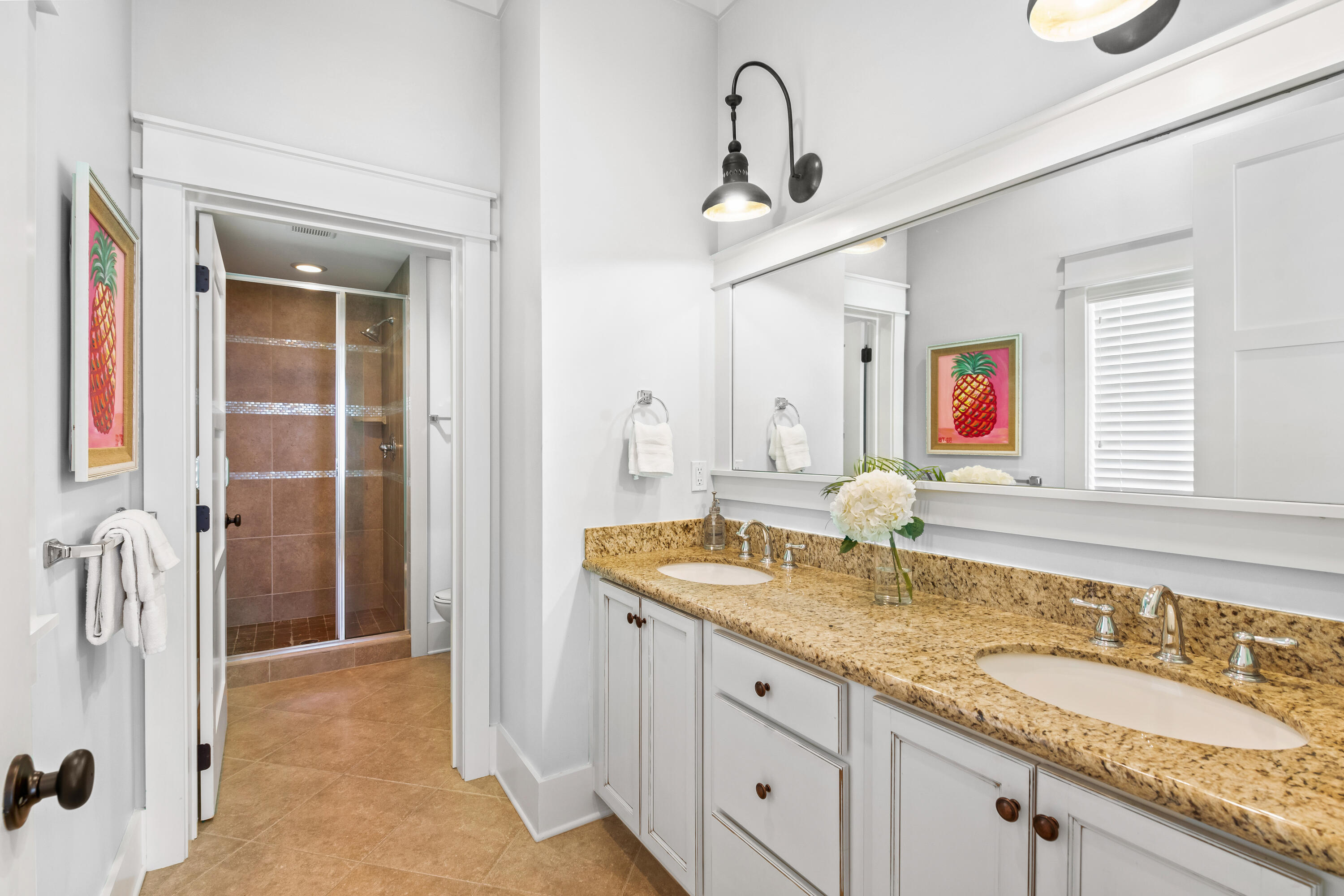 113 Lifeguard Loop West Inlet Beach, FL 32461 - Photo 18 of 51 a bathroom with a granite countertop sink and a mirror