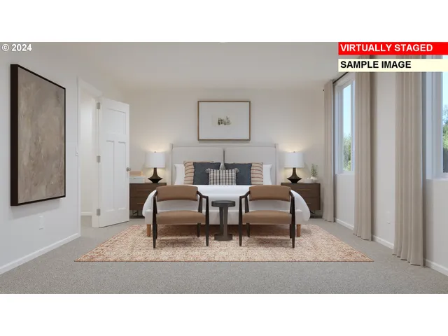 a living room with furniture and a mirror