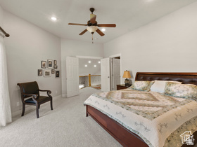 514 North Olympic Way Midway, UT 84049 - Photo 9 of 30 Vaulted ceiling with recessed lighting and ceiling fan