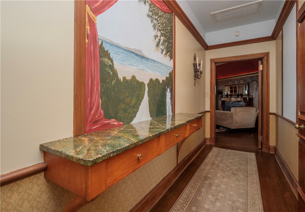 57 Ledge Road, Unit 2 Newport, RI 02840 - Photo 26 of 50 Center Hallway w/ Decorative Painting leads to Kitchen , Living Room/Dining Area & 2nd Bedroom