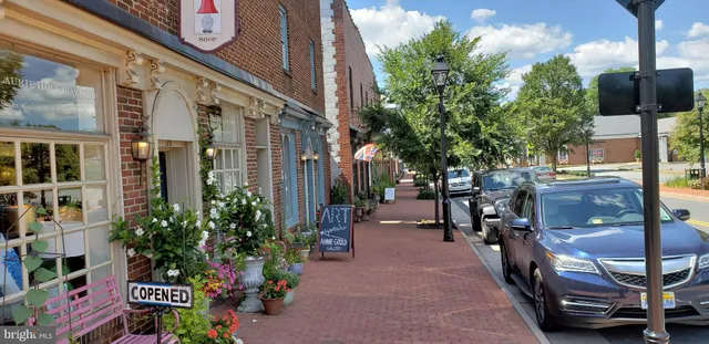 a view of a garden with a building in the background