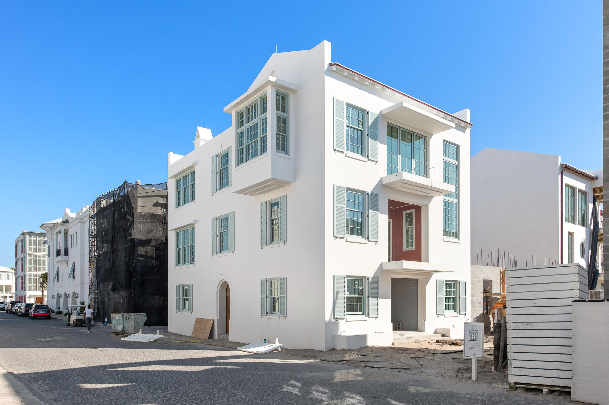 a view of a building with a street