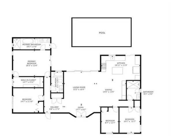 a bathroom with a sink vanity and mirror