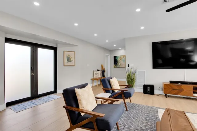 a living room with furniture