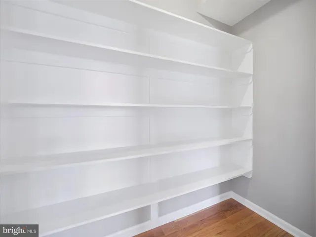 a view of walk in closet with empty racks