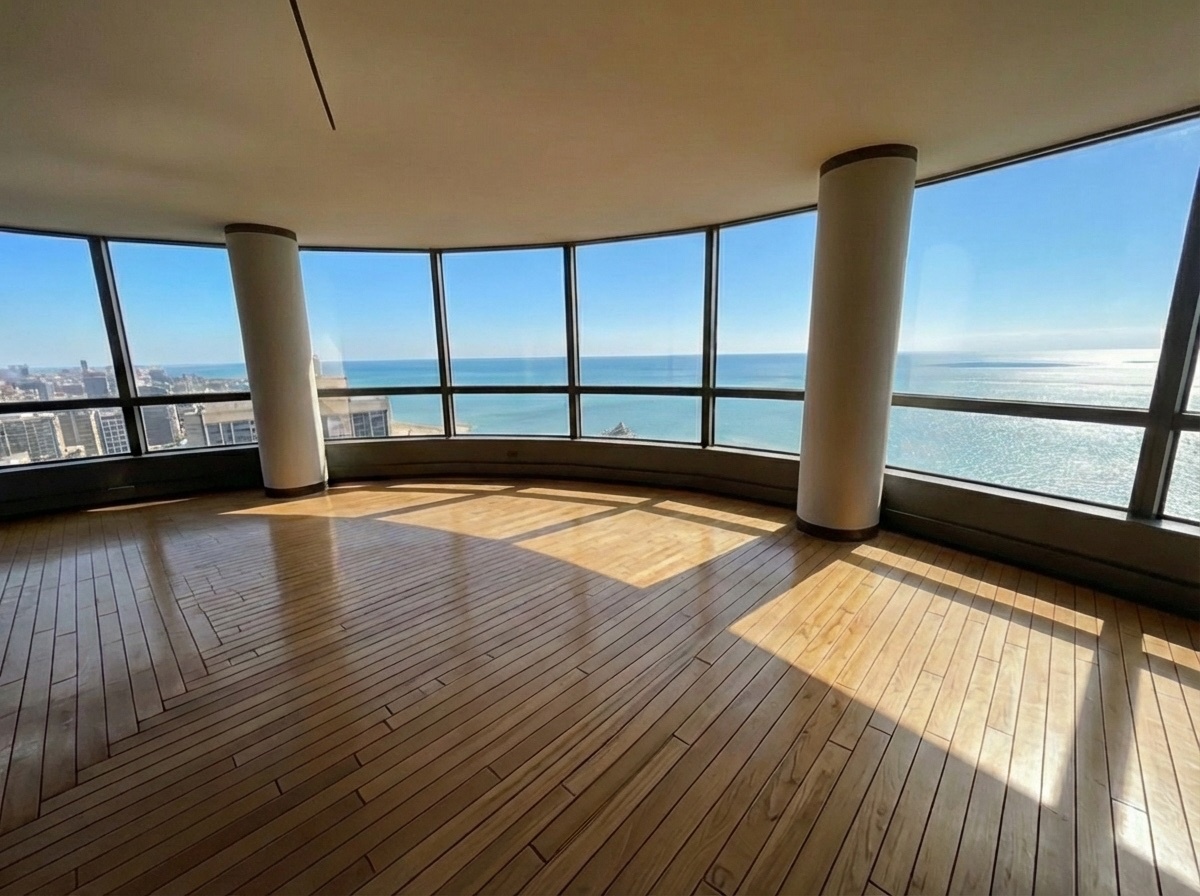 5415 North Sheridan Road, Unit 4506 Chicago, IL 60640 - Photo 5 of 13 a view of empty room with wooden floor and fan