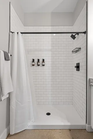 a bathroom with a shower