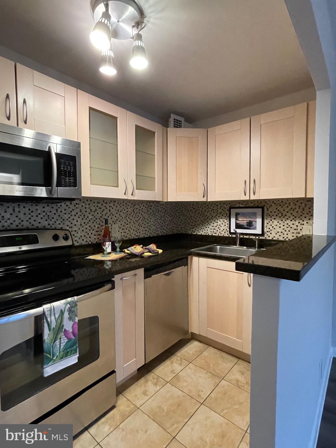 520 N Street Southwest, Unit S317 Washington, DC 20024 - Photo 13 of 64 a kitchen with granite countertop a sink stainless steel appliances and cabinets