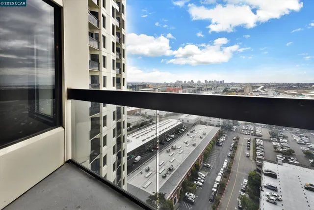 a view of city from a balcony