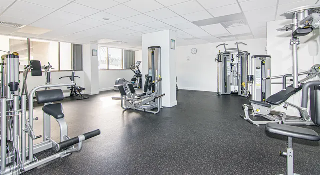 a view of a room with gym equipment