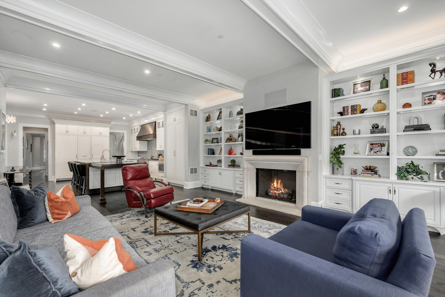 458 West Deming Place Chicago, IL 60614 - Photo 13 of 34 a living room with furniture a fireplace and a flat screen tv