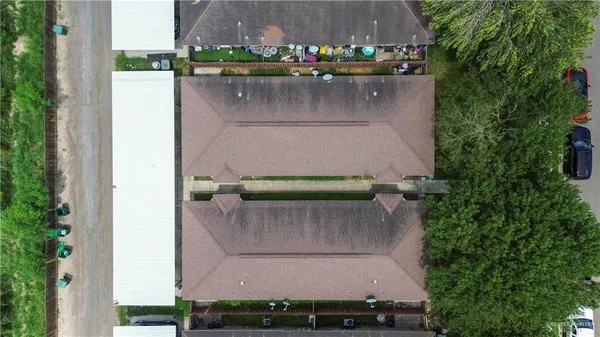 a view of a yard with patio