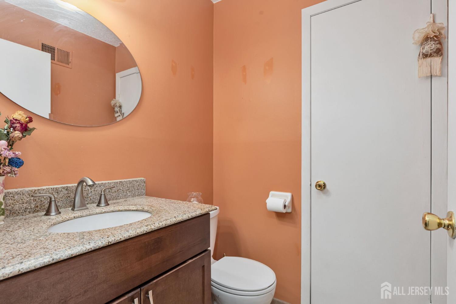 146 Nebula Road Piscataway, NJ 08854 - Photo 20 of 51 a bathroom with a granite countertop sink and a mirror
