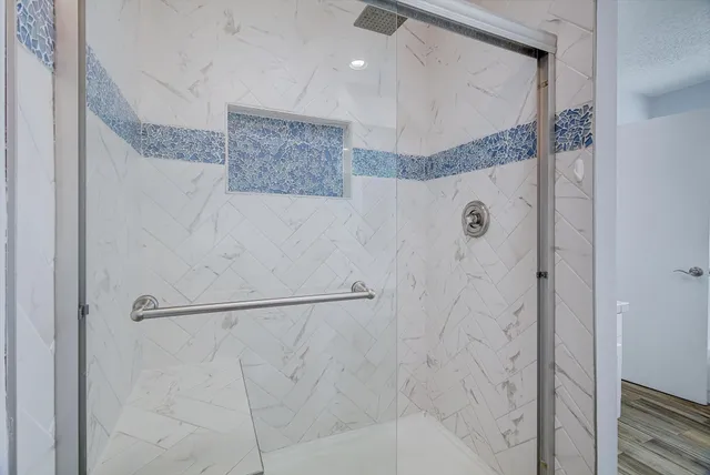a bathroom with a shower