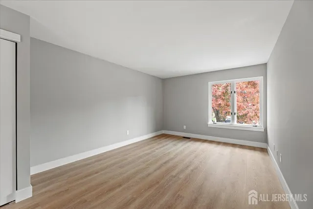 a view of a small space with a window