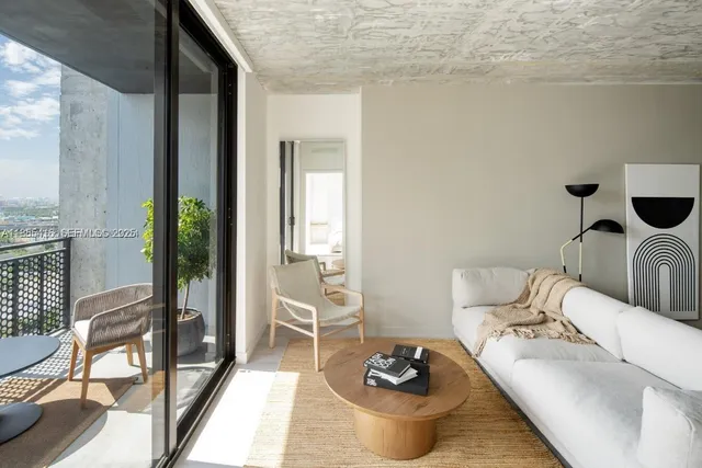 a view of a balcony with chair