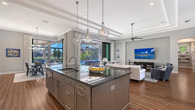 a bedroom with a bed and a table