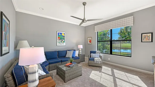 an aerial view of a house with a garden