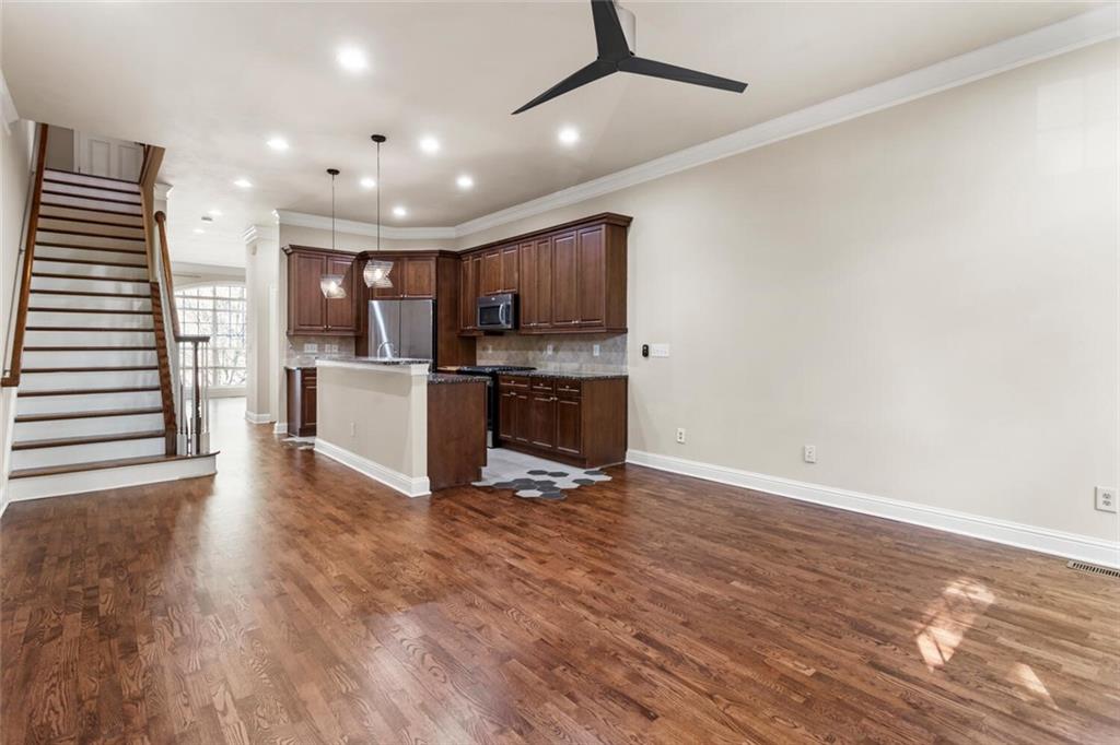 2663 Rivers Edge Drive Northeast Brookhaven, GA 30324 - Photo 12 of 37 a view of kitchen with refrigerator microwave and stove