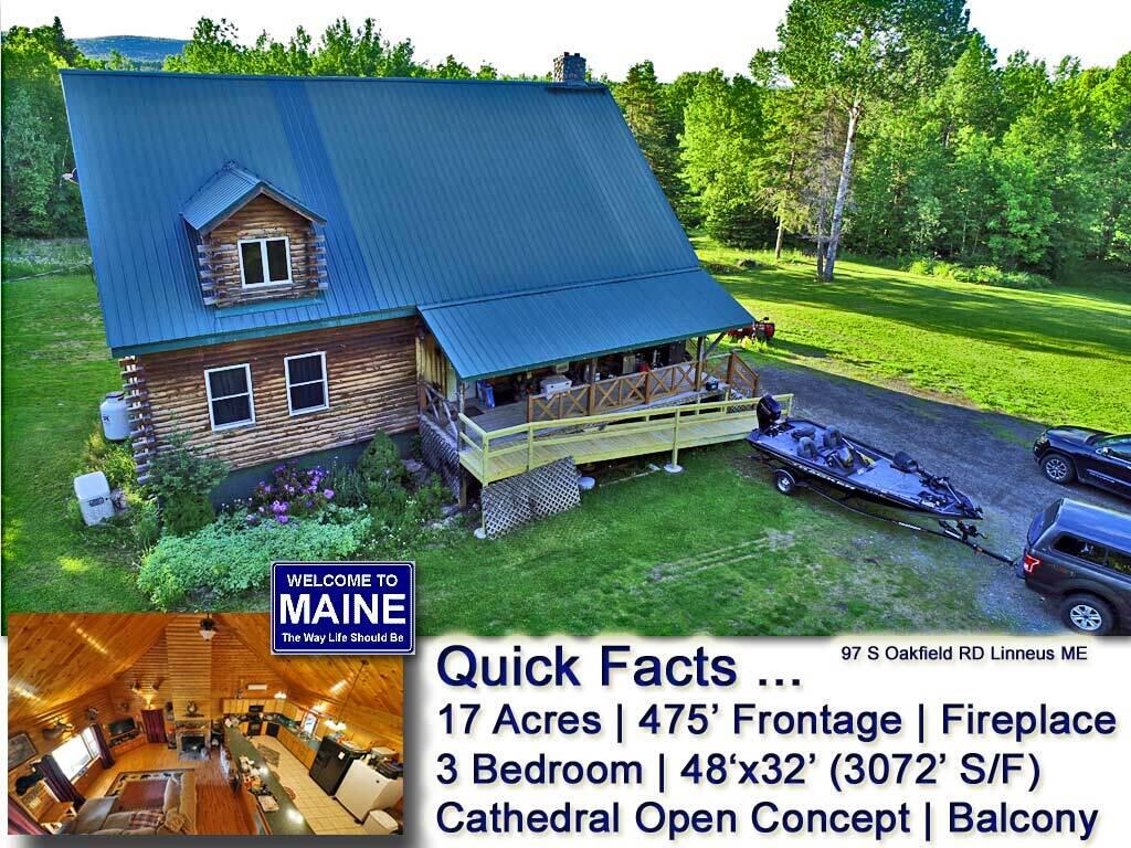 97 South Oakfield Road Linneus, ME 04730 - Photo 1 of 78 97-s-oakfield-me-log-home-s